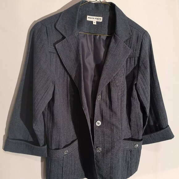 Marie Claire Ladies Size Medium Denim Blue Dress Jacket - Picture 1 of 6